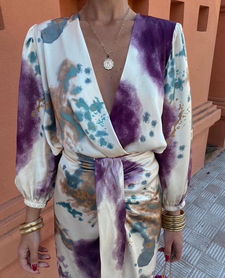 Serenya | Elegant Abstract Wrap Dress