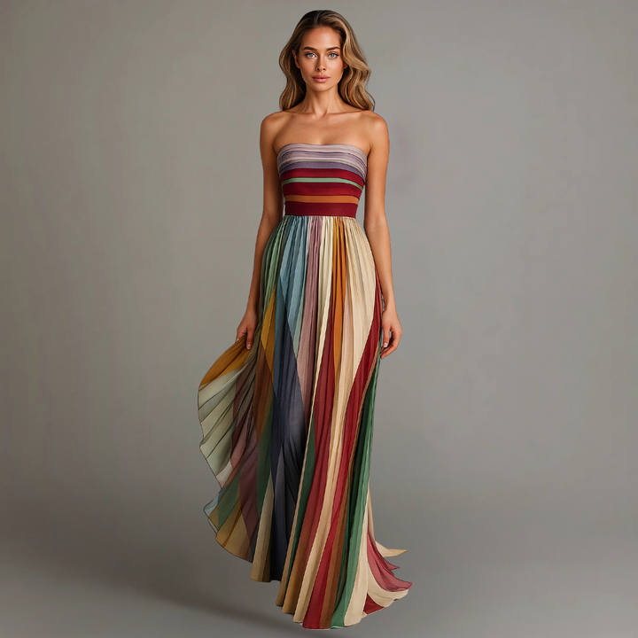Lioraine | Women’s Strapless Pleated Maxi Dress