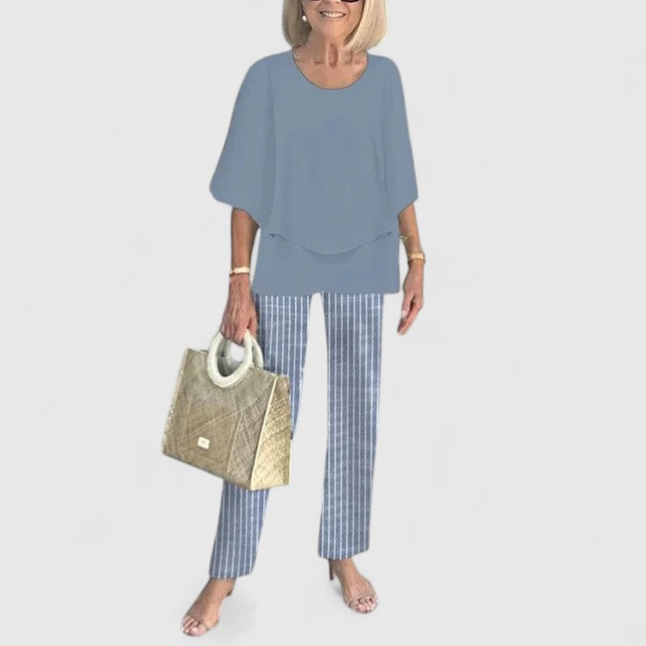 Evelyn | Women’s Layered Tunic &amp; Floral Trouser Co-Ord Set