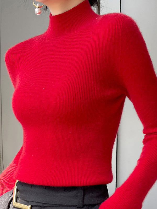 Elegant Ribbed Knit Turtleneck Sweater
