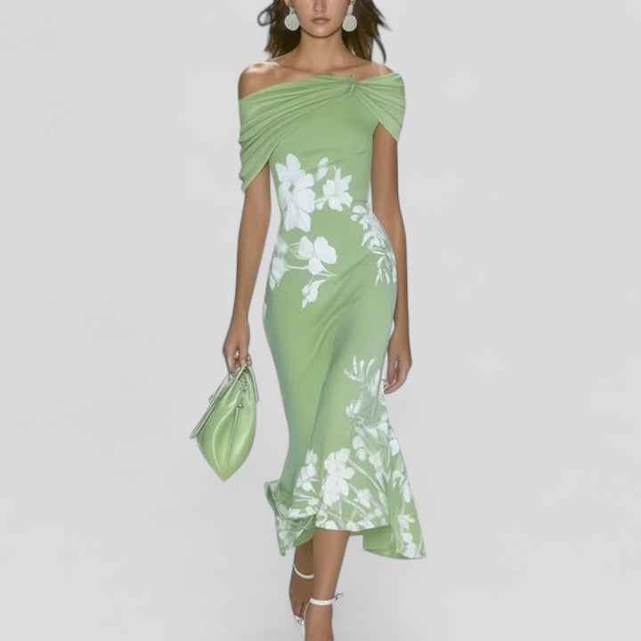 Camille | Women’s Abstract Print Relaxed-Drape Midi Dress