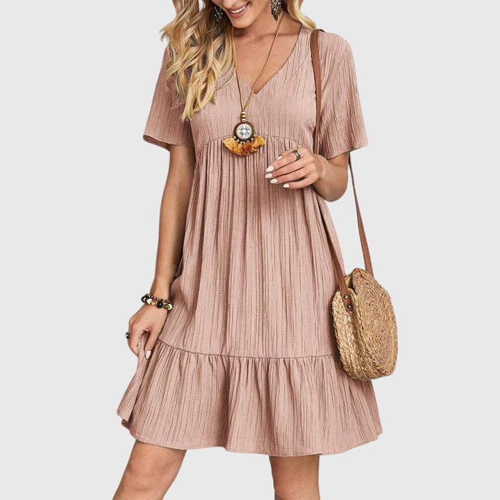 Spring V-Neck Tiered Midi Dress For Women