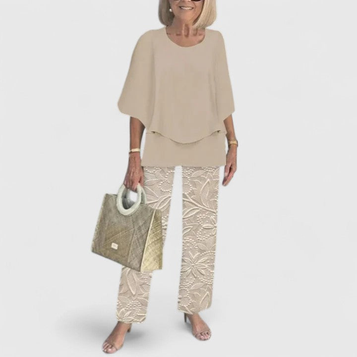 Evelyn | Women’s Layered Tunic &amp; Floral Trouser Co-Ord Set