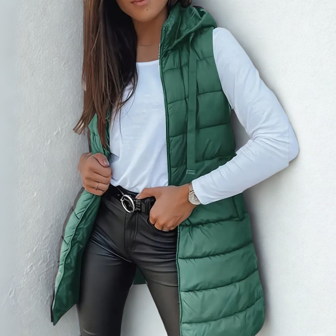 Long Hooded Puffer Jacket Vest