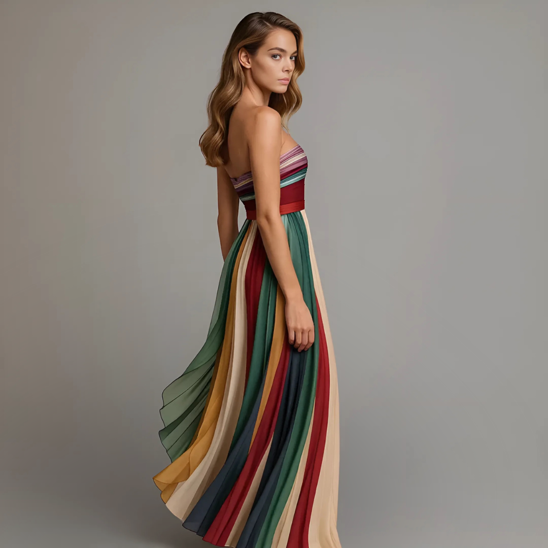 Lioraine | Women’s Strapless Pleated Maxi Dress