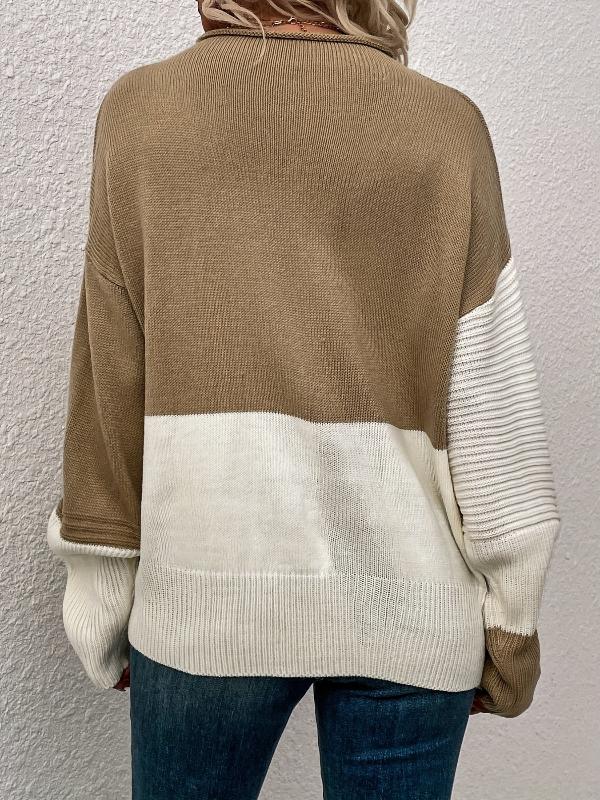 Women’s Colorblock Knit Sweater – Soft Casual Crewneck