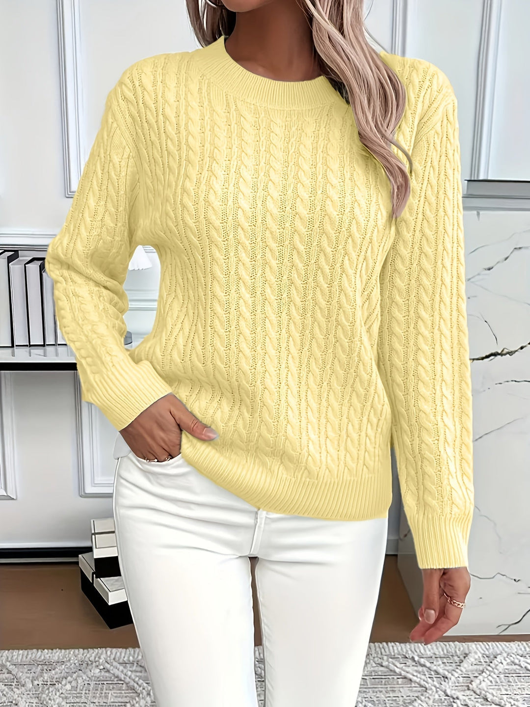 Women’s Cable Knit Crewneck Sweater