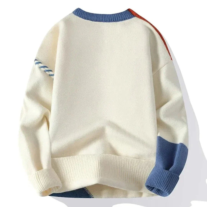 Men’s Patchwork Knit Pullover Sweater
