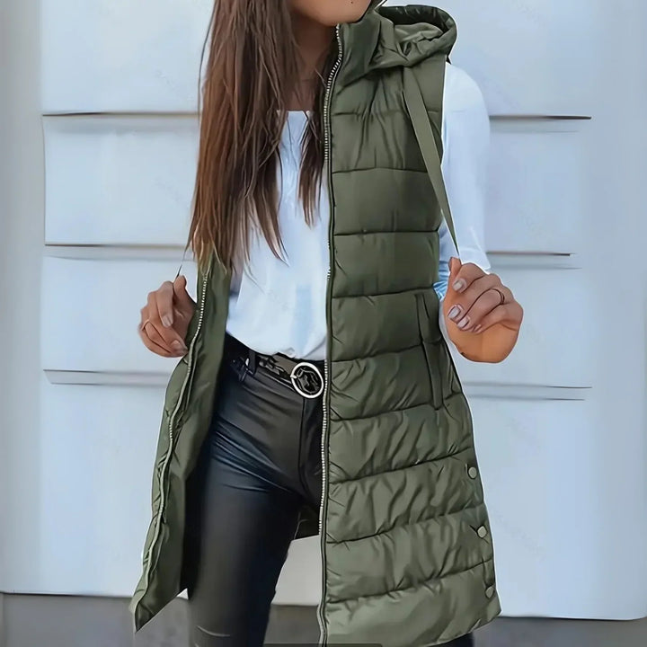 Long Hooded Puffer Jacket Vest