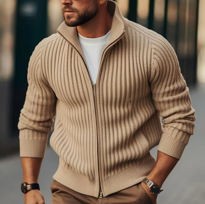 Men’s Ribbed Zip-Up Knit Jacket