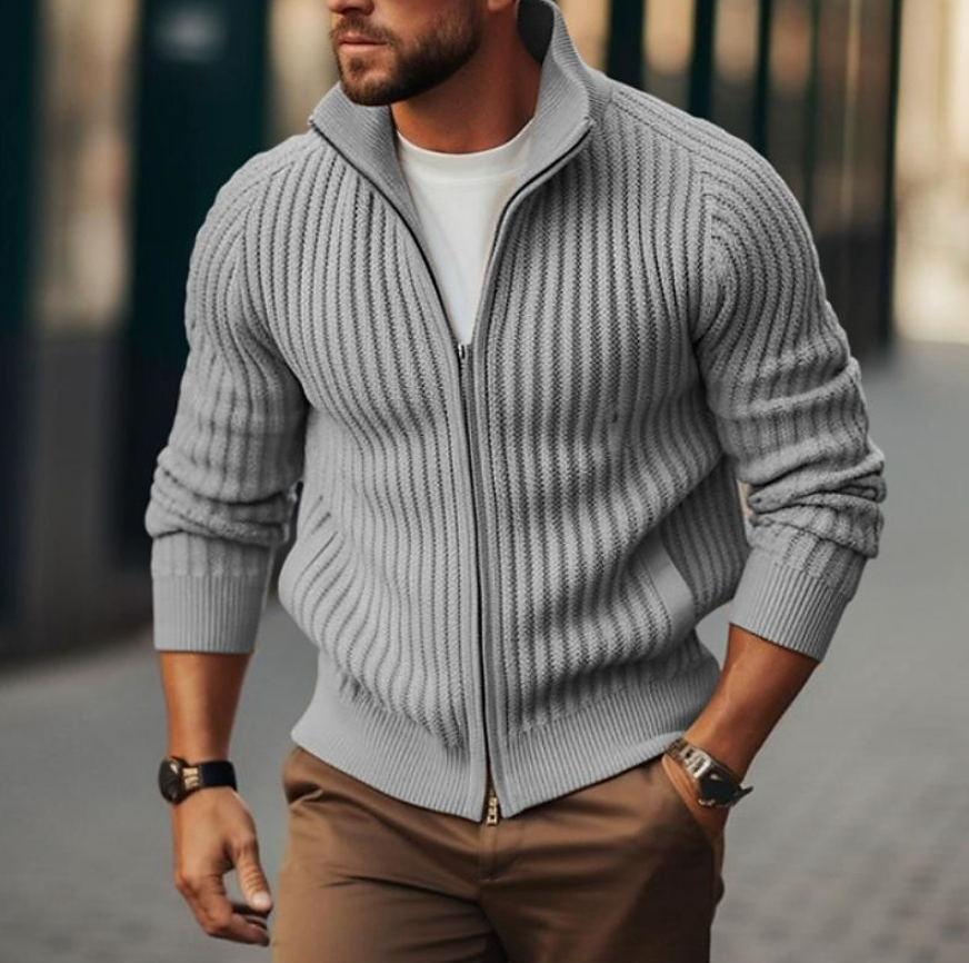 Men’s Ribbed Zip-Up Knit Jacket