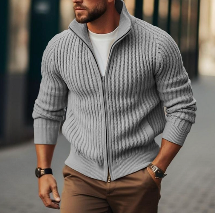 Men’s Ribbed Zip-Up Knit Jacket