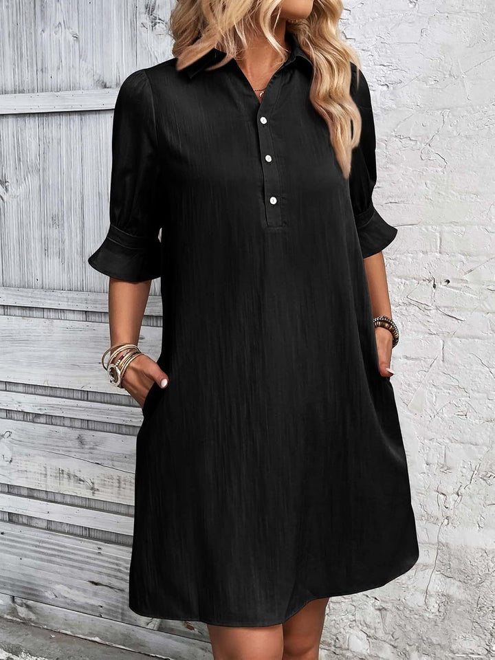 Vionne | Effortless Button-Collar Shirt Dress