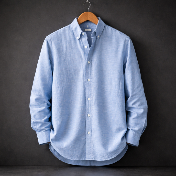 Rafael | Men’s Linen-Cotton Blend Button-Down with Curved Hem