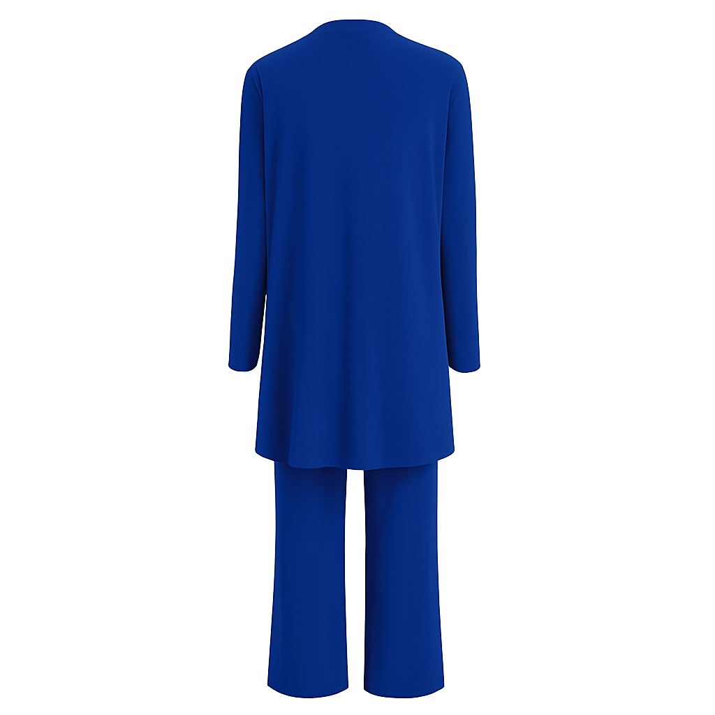 Celine | Women’s 3-Piece Minimalist Longline Cardigan &amp; Wide-Leg Trouser Set
