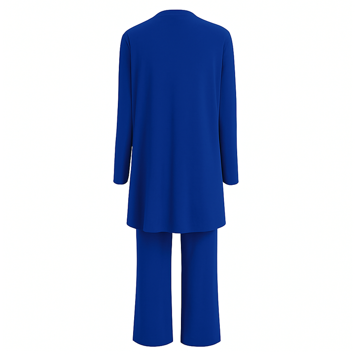 Celine | Women’s 3-Piece Minimalist Longline Cardigan &amp; Wide-Leg Trouser Set