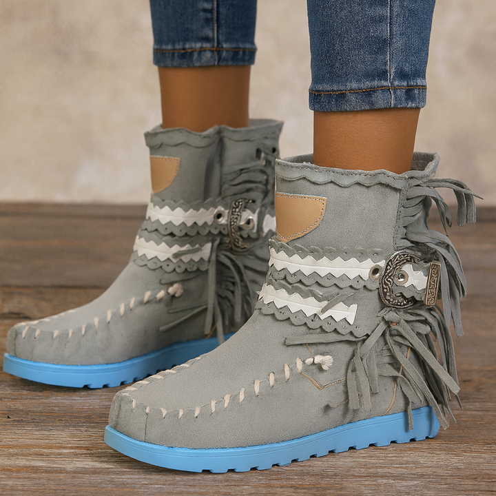 Solara | Women’s Boho Western Fringe Ankle Boots