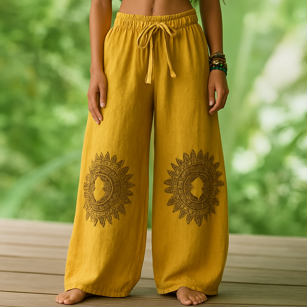 Althea | Boho Wide-Leg Embroidered Pants