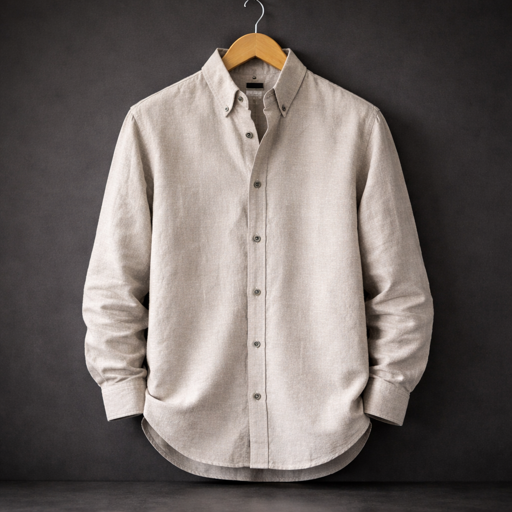 Rafael | Men’s Linen-Cotton Blend Button-Down with Curved Hem