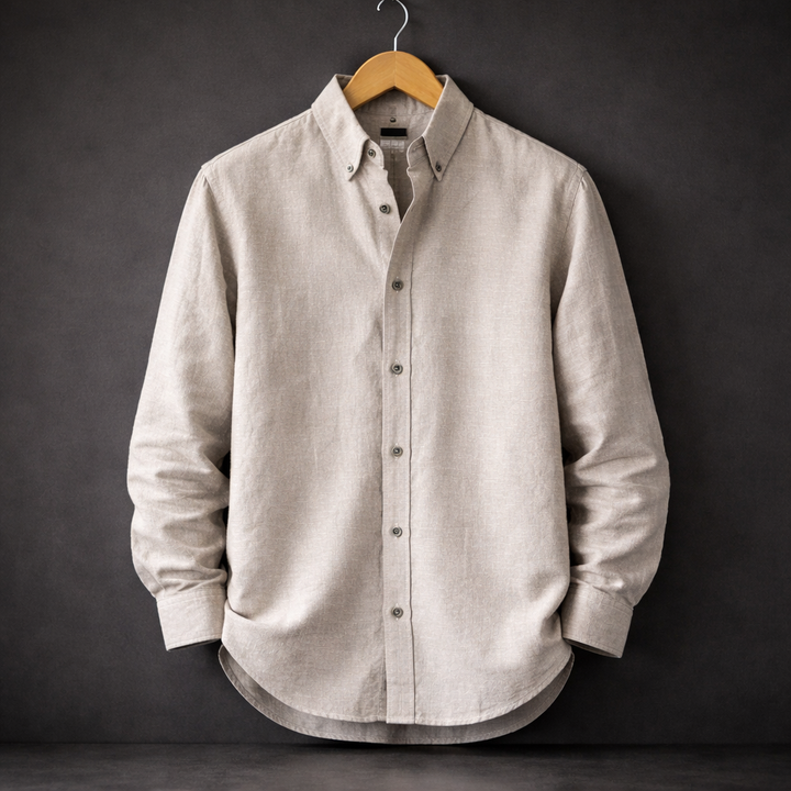 Rafael | Men’s Linen-Cotton Blend Button-Down with Curved Hem