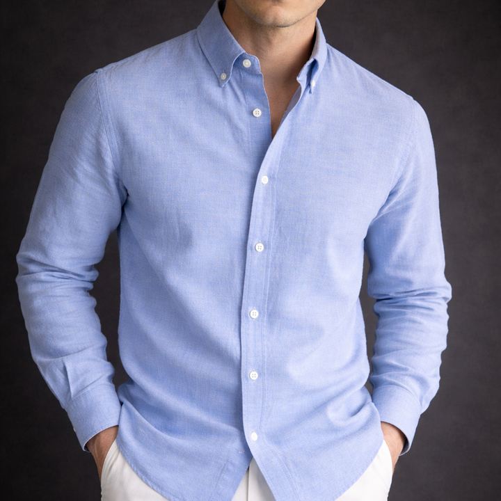 Rafael | Men’s Linen-Cotton Blend Button-Down with Curved Hem