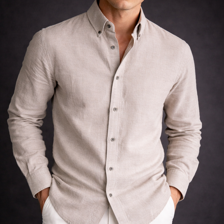Rafael | Men’s Linen-Cotton Blend Button-Down with Curved Hem