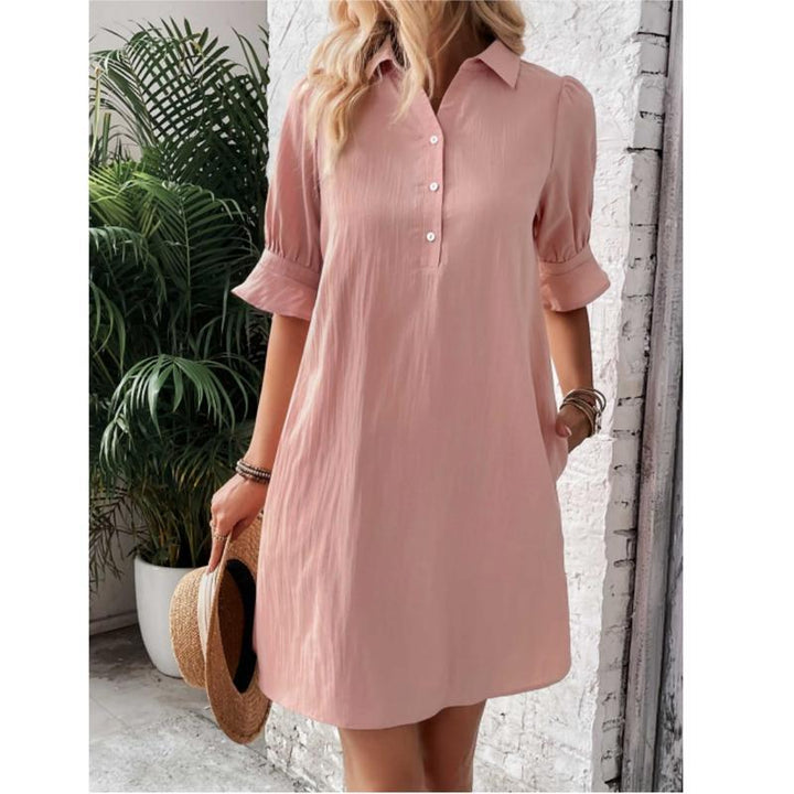 Vionne | Effortless Button-Collar Shirt Dress