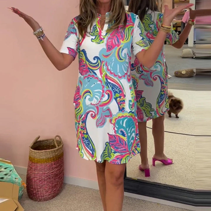 Chloe | Women’s V-Neck Printed Shift Dress