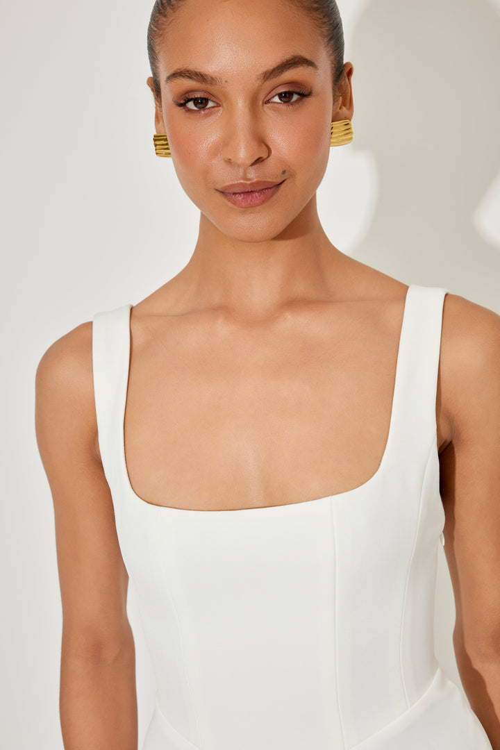 Celina | Elegant Square Neck Midi Dress