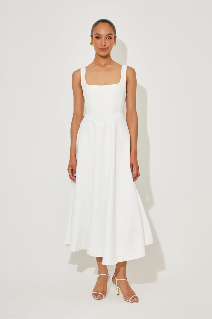 Celina | Elegant Square Neck Midi Dress