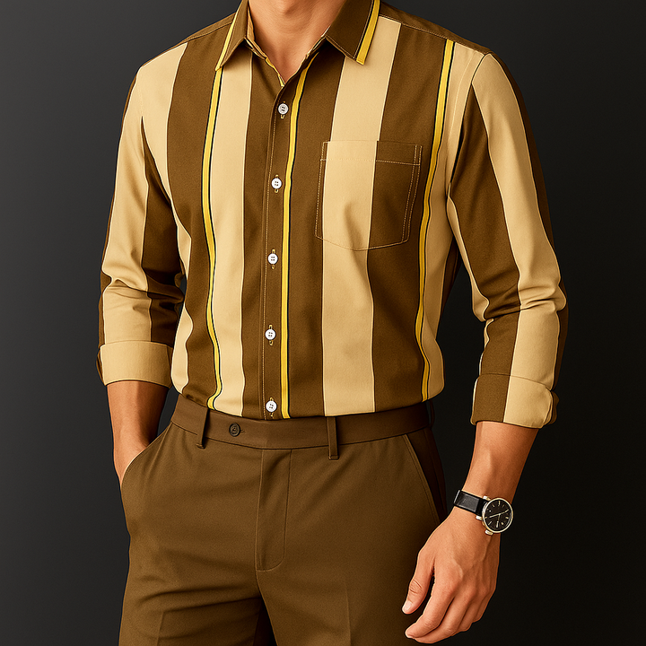 Kensington | Men’s Vertical Colorblock Panel Long Sleeve Button-Down