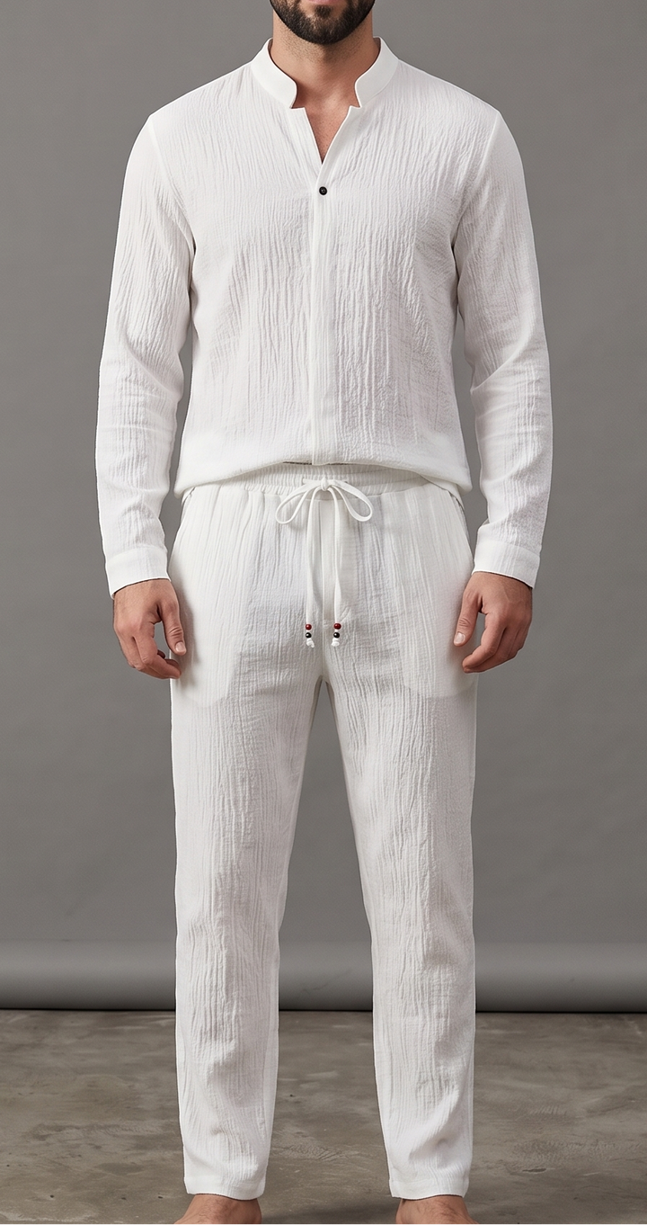 Matteo | Men’s Textured Linen-Blend Trouser Co-Ord Set