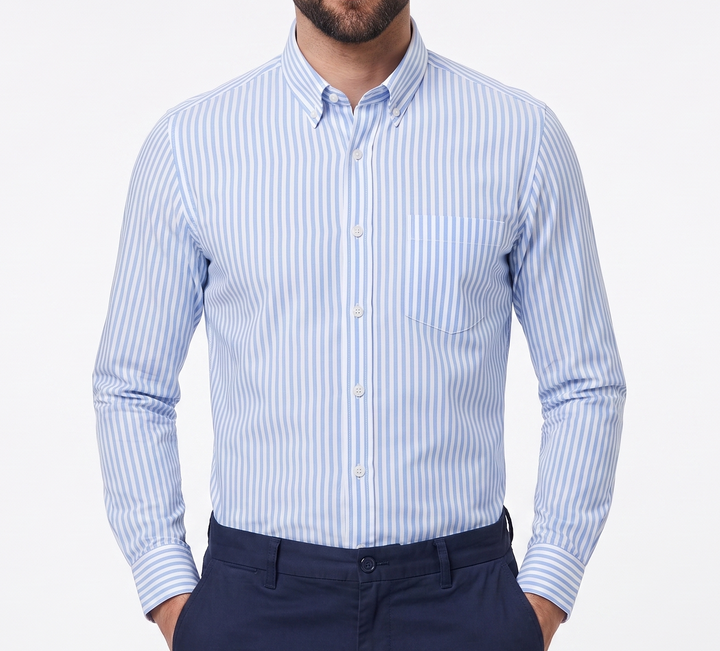 Mateo | Men’s Vertical Stripe Lightweight Coastal Button-Down
