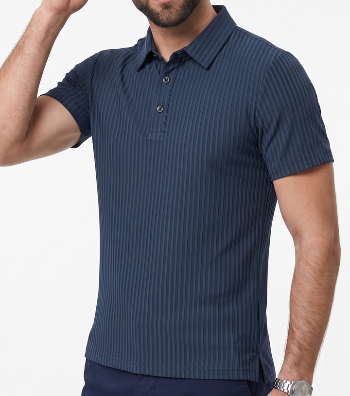 Harrison | Men’s Vertical Stripe Performance Golf &amp; Resort Polo
