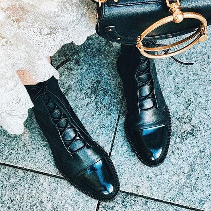 Lace-Up Mid-Calf Boots