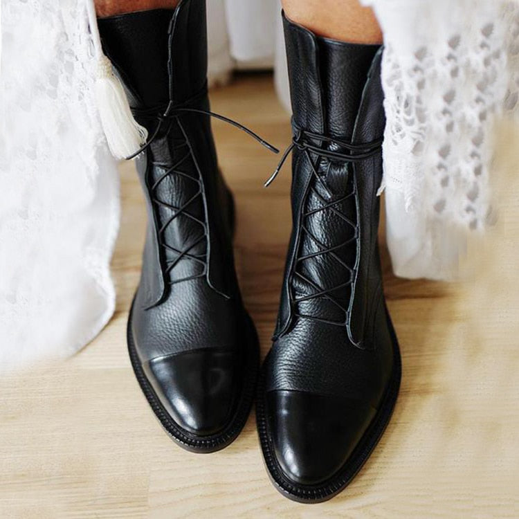 Lace-Up Mid-Calf Boots