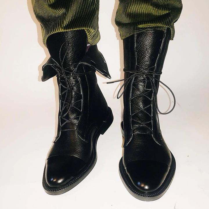 Lace-Up Mid-Calf Boots