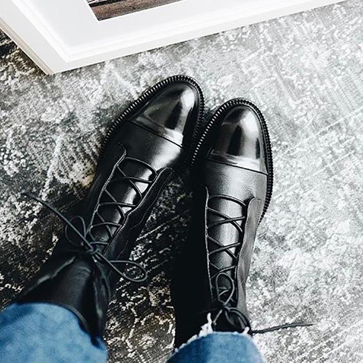 Lace-Up Mid-Calf Boots