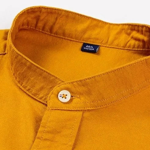 Renzo | Men’s Minimalist Mandarin Collar Cotton Shirt
