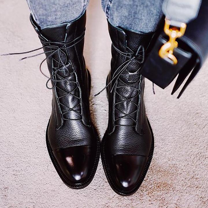 Lace-Up Mid-Calf Boots