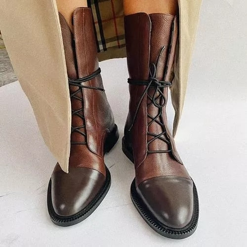 Lace-Up Mid-Calf Boots
