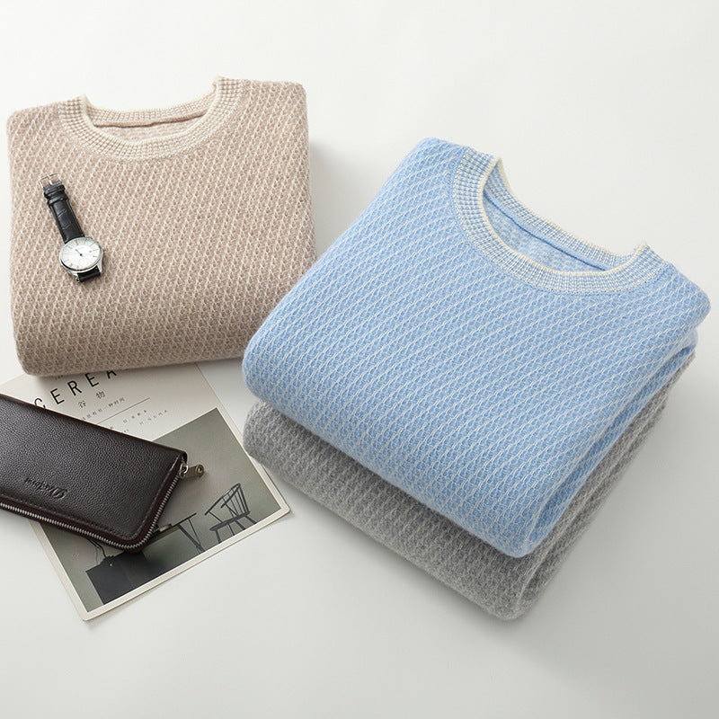 Textured Crewneck Knit Sweater