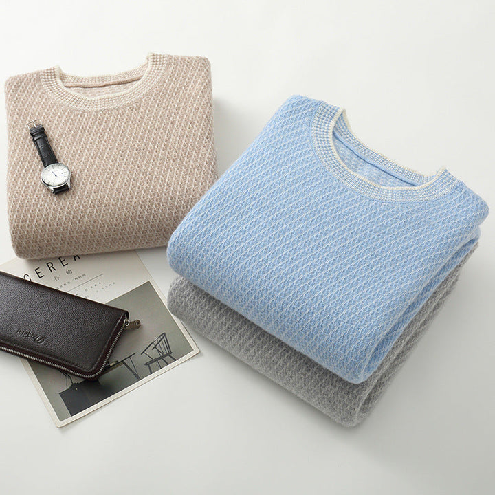 Textured Crewneck Knit Sweater