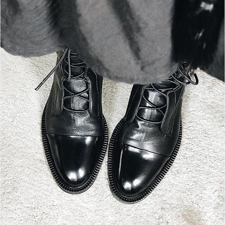 Lace-Up Mid-Calf Boots