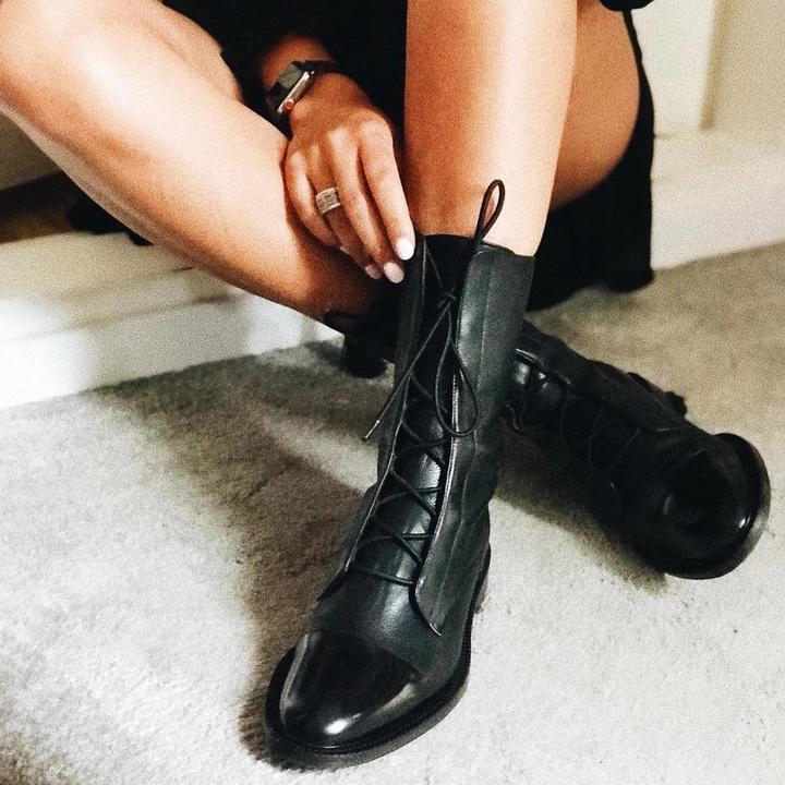 Lace-Up Mid-Calf Boots