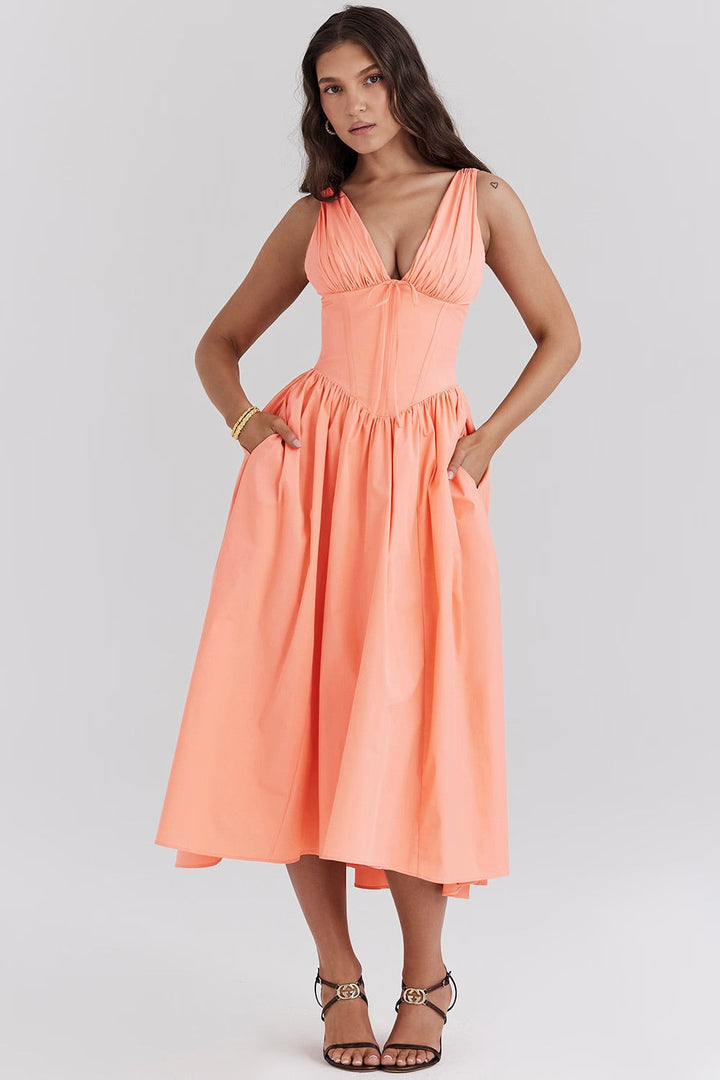 Isla | Elegant Ruched Midi Dress