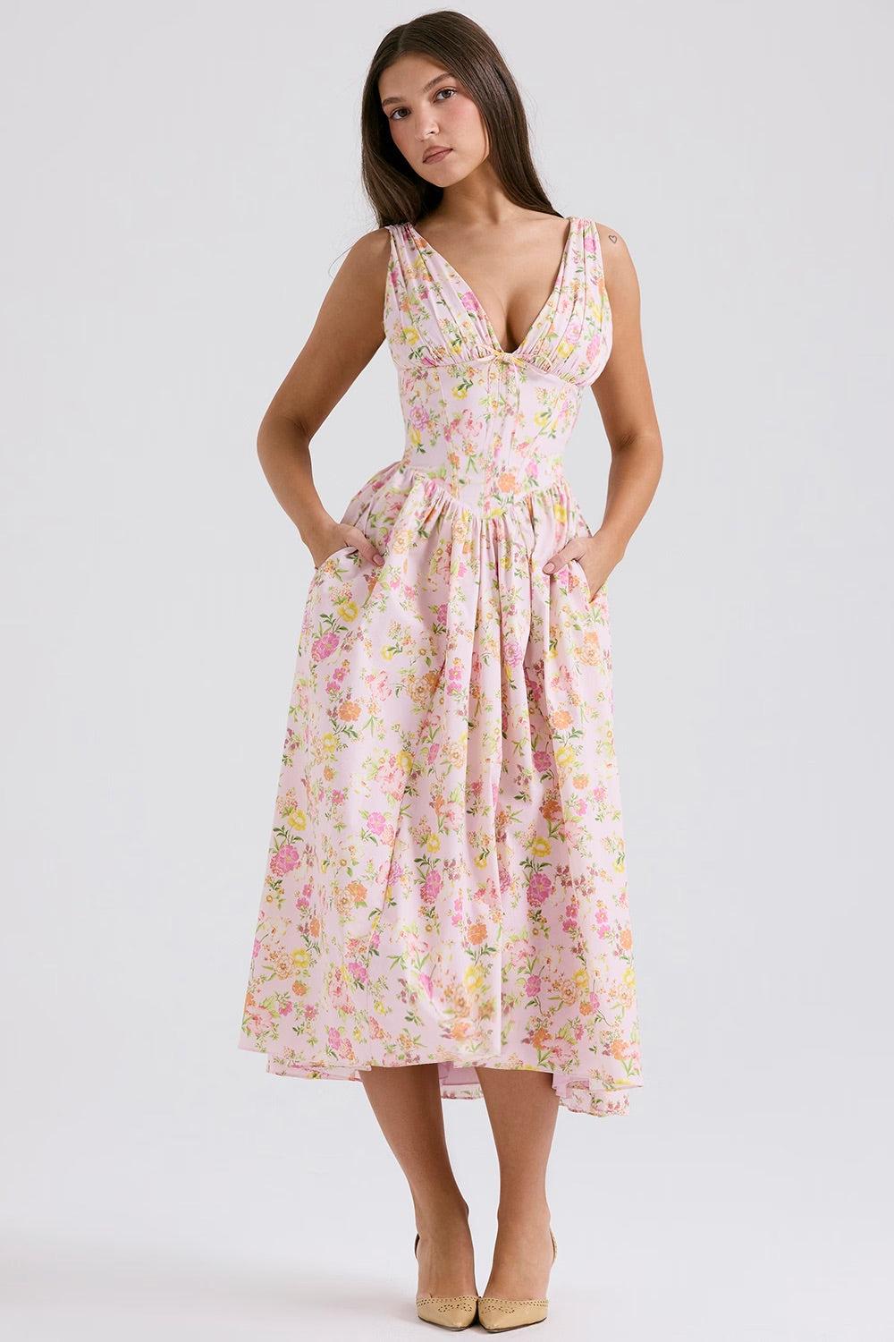 Isla | Elegant Ruched Midi Dress
