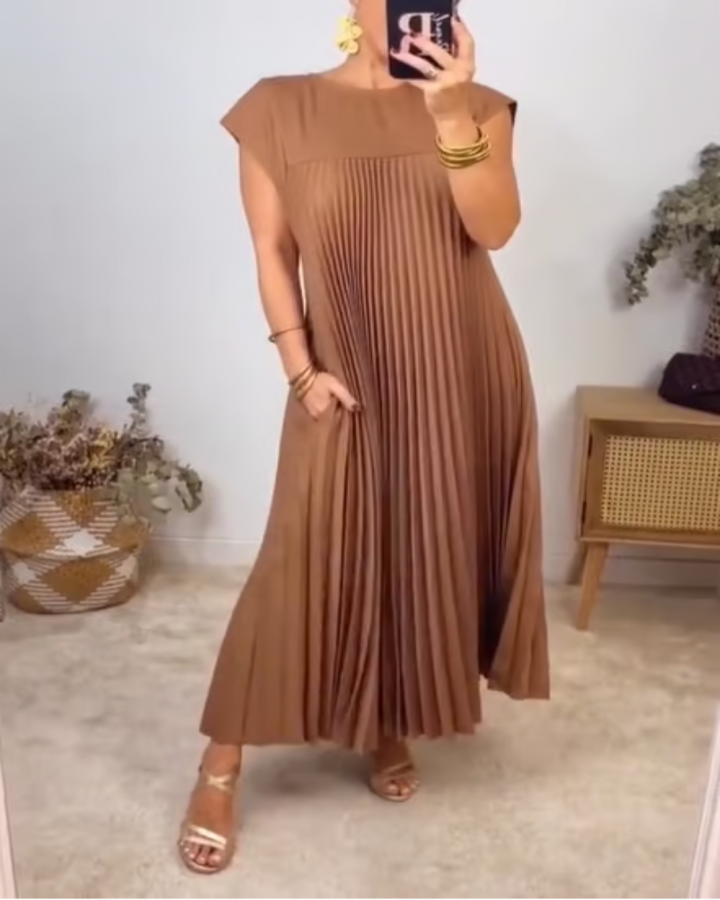 Mireille | Pleated A-Line Midi Dress