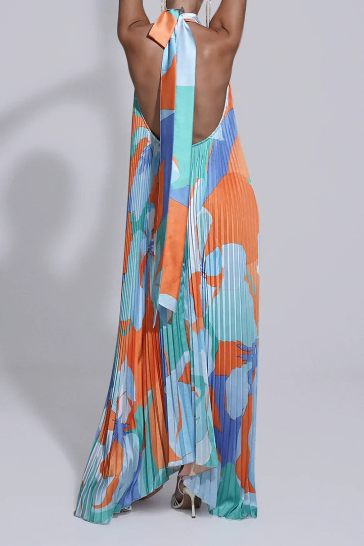 Lyra | Pleated Backless Maxi Dress
