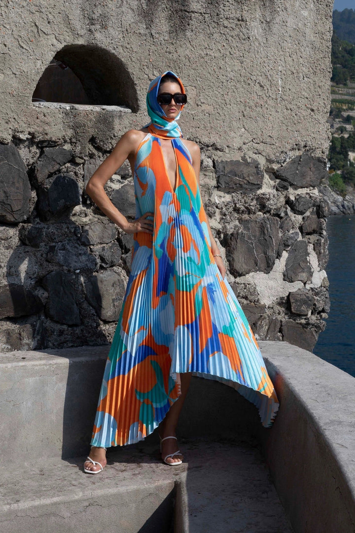 Lyra | Pleated Backless Maxi Dress